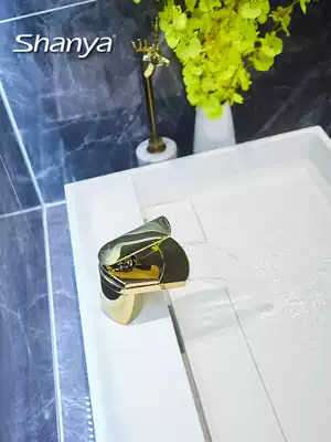 Powder room washbasin full copper hot and cold faucet bathroom wash basin basin basin waterfall faucet Golden