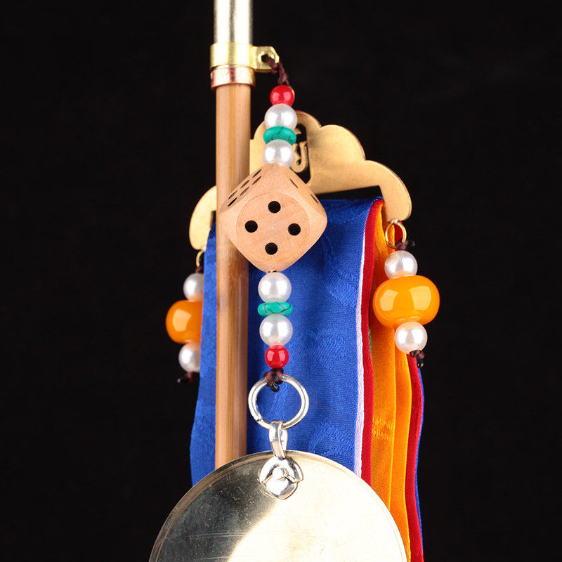 藏传用品密宗法器锡杖财神幡摩尼宝竹质招财箭旗幡带底座