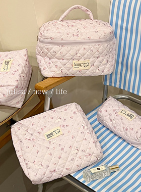 限定薰衣草紫色小众蝴蝶结小鹿大容量化妆包旅行便携洗漱包收纳包