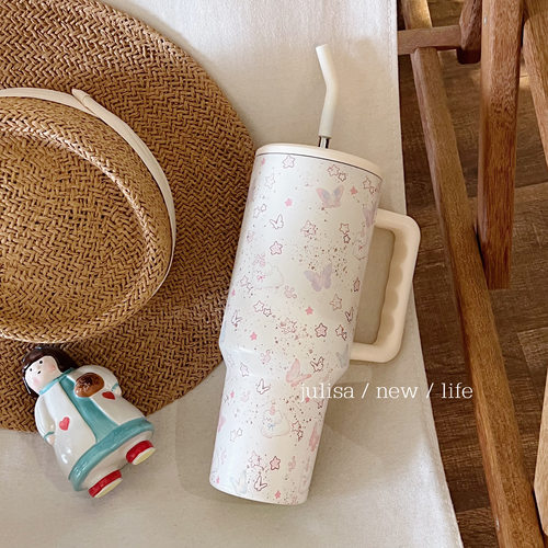 超可爱的泼墨小狗冰霸杯吸管杯