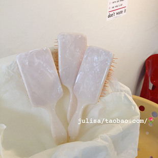 巨好用！软fufu温温柔柔奶杏色大理石纹气囊按摩头皮梳气垫梳子