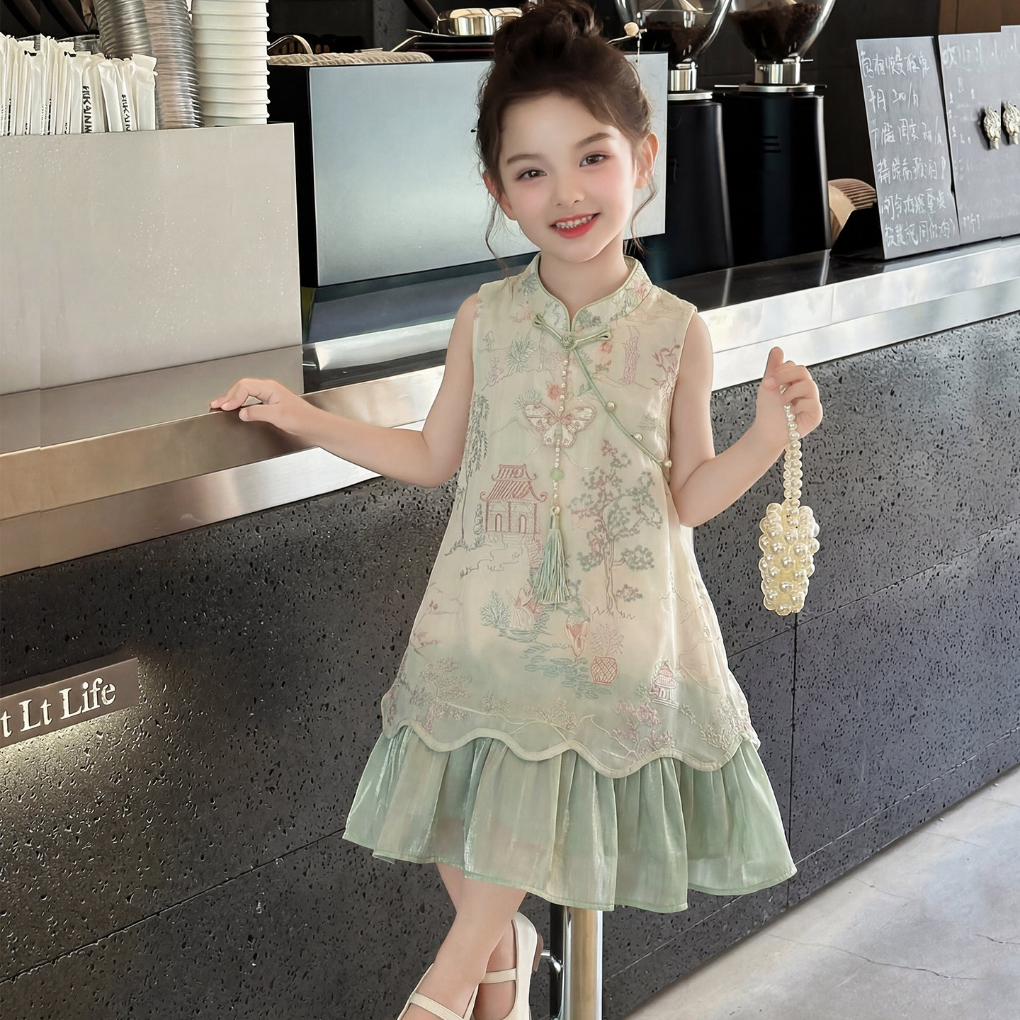 女童汉服旗袍裙夏季2026新款儿童中国风洋装新中式无袖古风裙子
