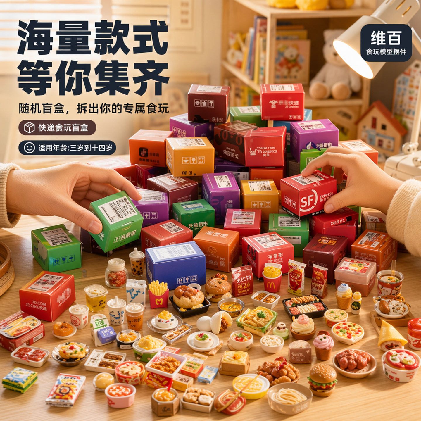 迷你快递小包裹玩具仿真食玩超市娃娃屋场景模型微缩盲袋潮玩摆件