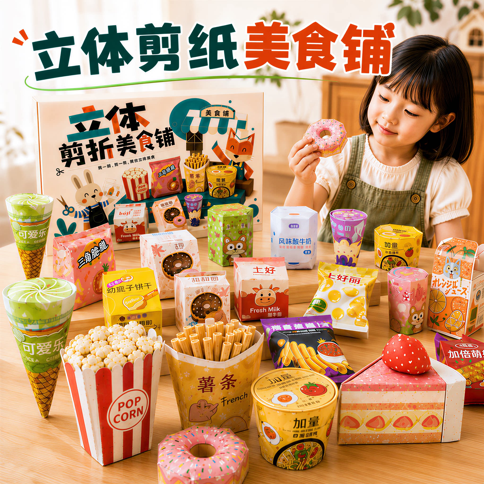 零食屋趣味折纸书手工制作儿童立体剪纸美食铺小学生3diy女孩玩具
