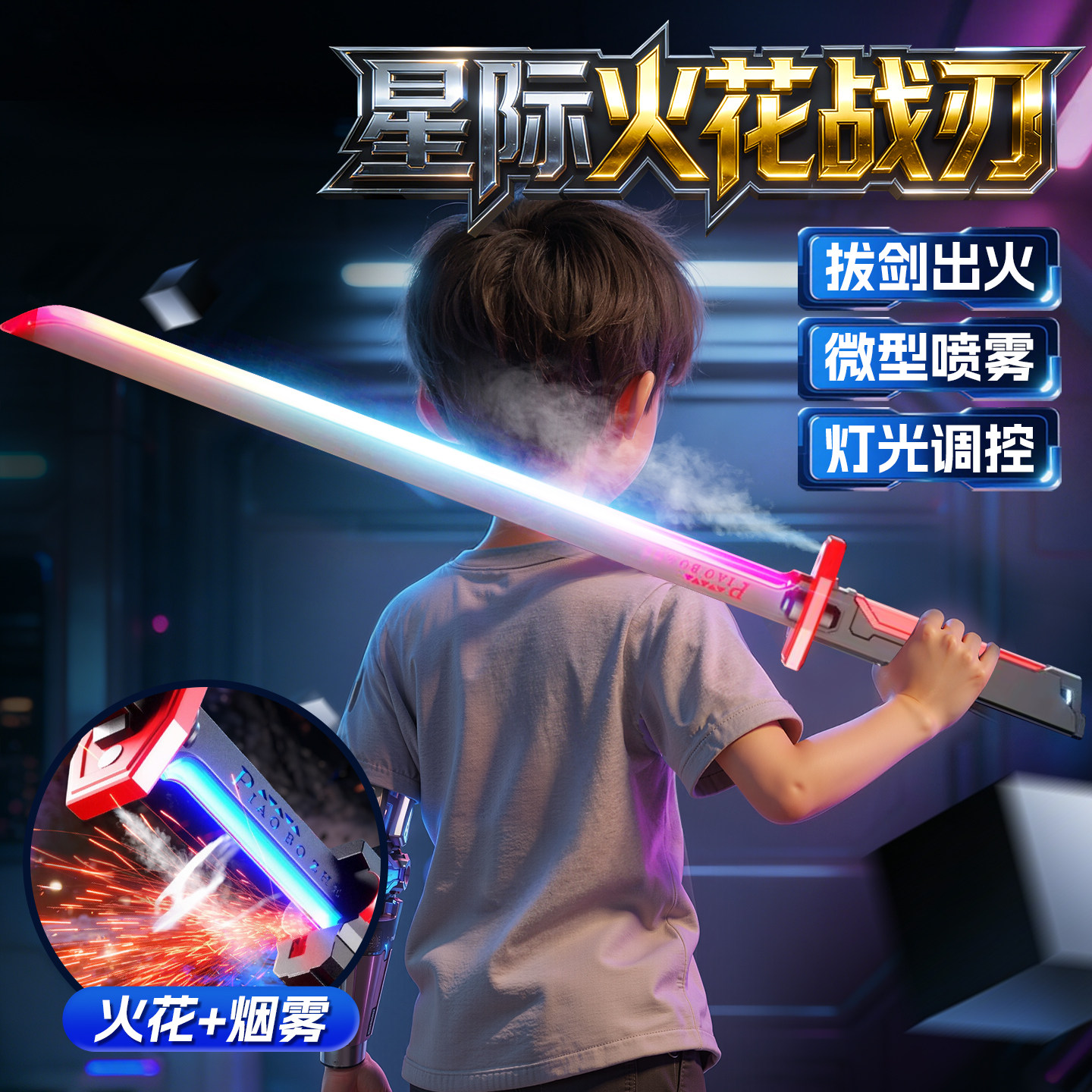 拔刀火花光剑激光剑发光宝剑喷雾刀2025网红爆款儿童男孩玩具礼物,玩具/童车/益智/积木/模型,发光玩具,淘宝优惠券,粉丝福利购,淘宝优惠卷