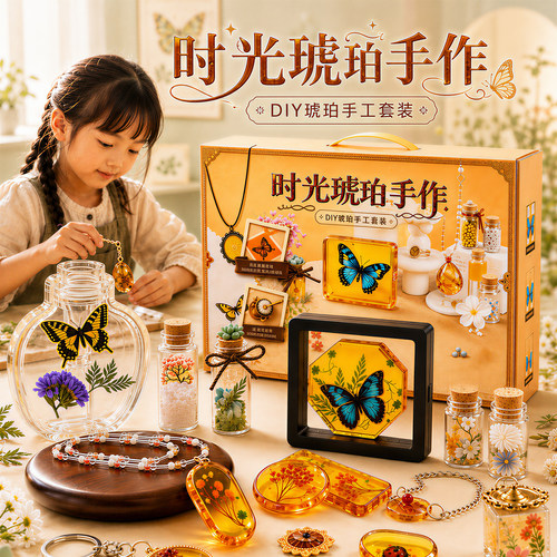 琥珀滴胶昆虫标本DIY儿童手作