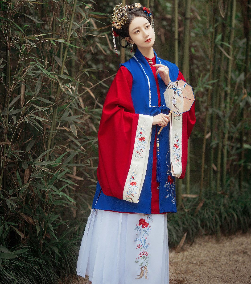 云麓集原创汉服女红昭愿明制长比甲立领长衫绣花交领袄马面裙秋冬