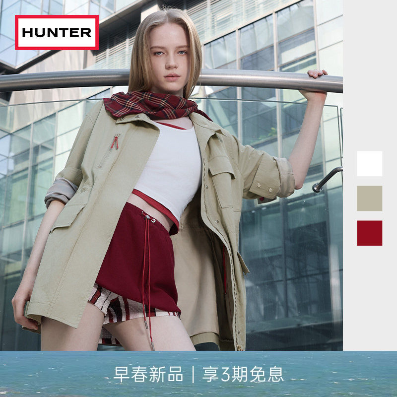 HUNTER2026早春新款女士磨毛复古休闲工装夹克经典立领收腰外套