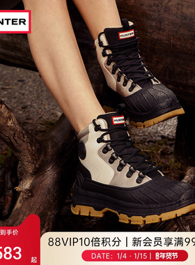 HUNTER男女款猎鸭靴秋冬加绒防寒户外露营登山鞋短靴马丁靴沙漠靴