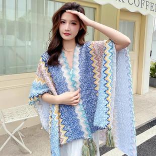 民族风披肩丽江青海川藏线茶卡湖旅游披肩斗篷外搭加厚披风斗篷