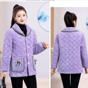 罩衣女新款洋气保暖短款棉衣厨房家用上班穿工作服加绒加厚家居服