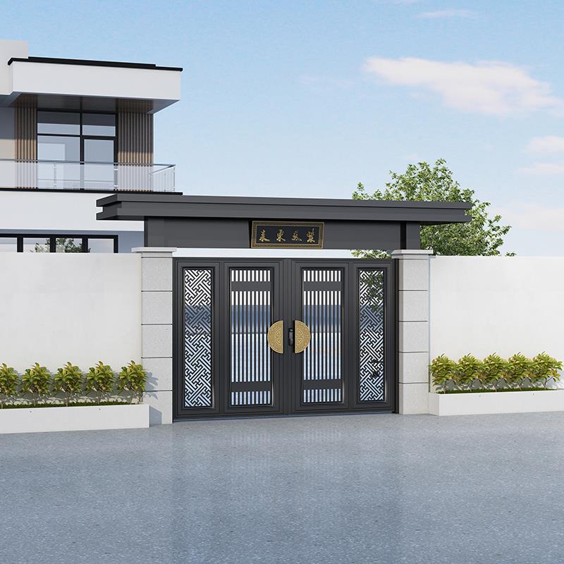 新中式铝合金庭院门别墅大门农村院子门自动门花园门双门院子门