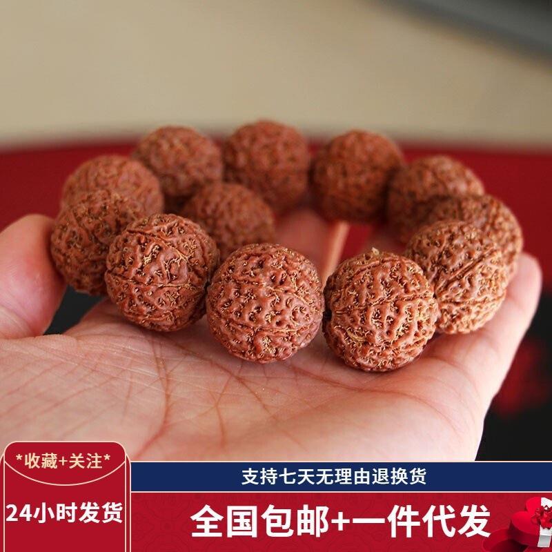 尼泊尔满肉大金刚菩提子手串红黄皮佛珠男士原籽六七八九6789瓣