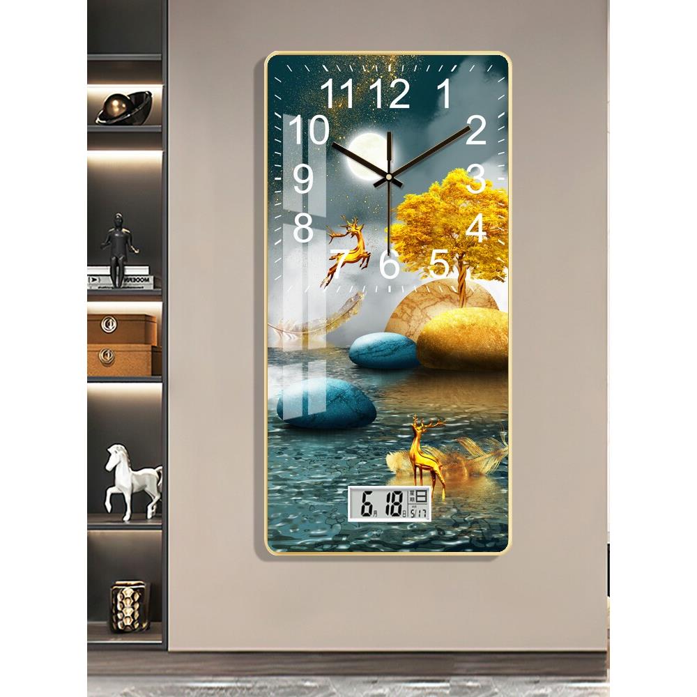 简约现代钟表挂钟客厅家用时尚创意免打孔装饰挂画万年历时钟挂墙