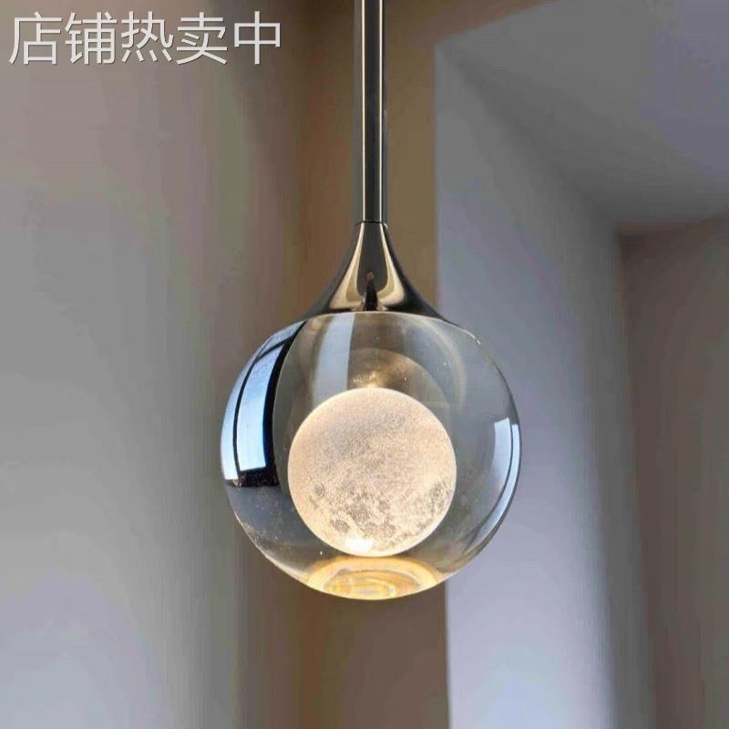 新款水晶小吊灯卧室床头灯吧台灯铝合金橱窗吊线灯电视背景墙灯具