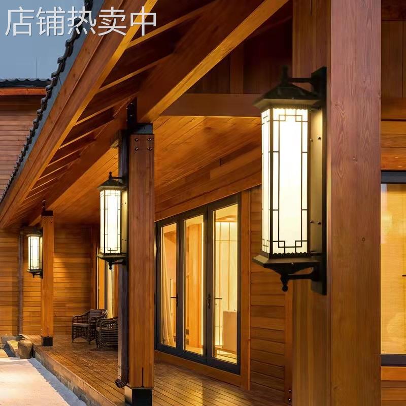 太阳能庭院中式花园别墅大门LED壁灯户外防水室外免接线外墙壁灯