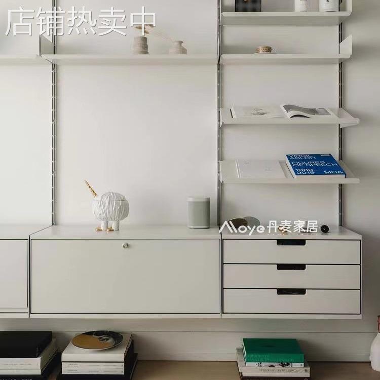 简易悬浮壁挂式轨道书架金属隔板墙上置物架隐形升降可移动收纳架