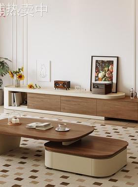 Ehd中古风茶几落地电视柜组合套装轻奢高级感现代简约小户型伸缩