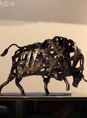 跨境工艺品编织牛复古创意摆件 家居金属装饰工艺品客厅摆件