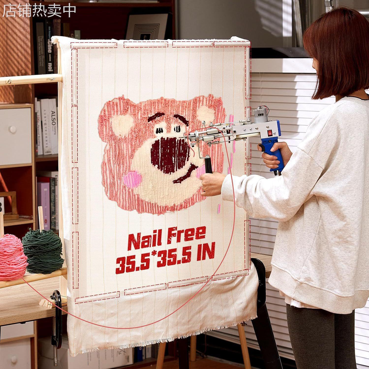 2024你那新款免钉戳架簇绒框架画架 地毯织枪木架 tufting frame