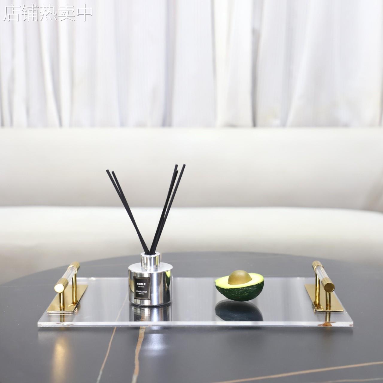北欧创意亚克力长方形手提香薰装饰托盘客厅玄关衣帽间家居装饰品