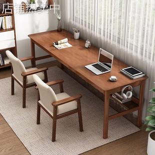 实木双人书桌学习办公室长条桌靠墙窄桌子家用工作台建议电竞桌