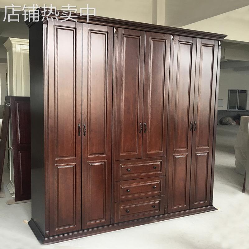 厂家直销美式别墅家具实木衣柜定制描金做旧原木柜门全屋家具定制