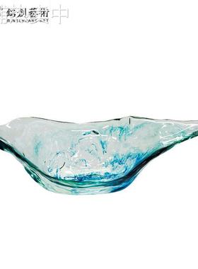 现代简约透明树脂果盘样板间客厅茶几桌面创意托盘蓝色装饰摆件