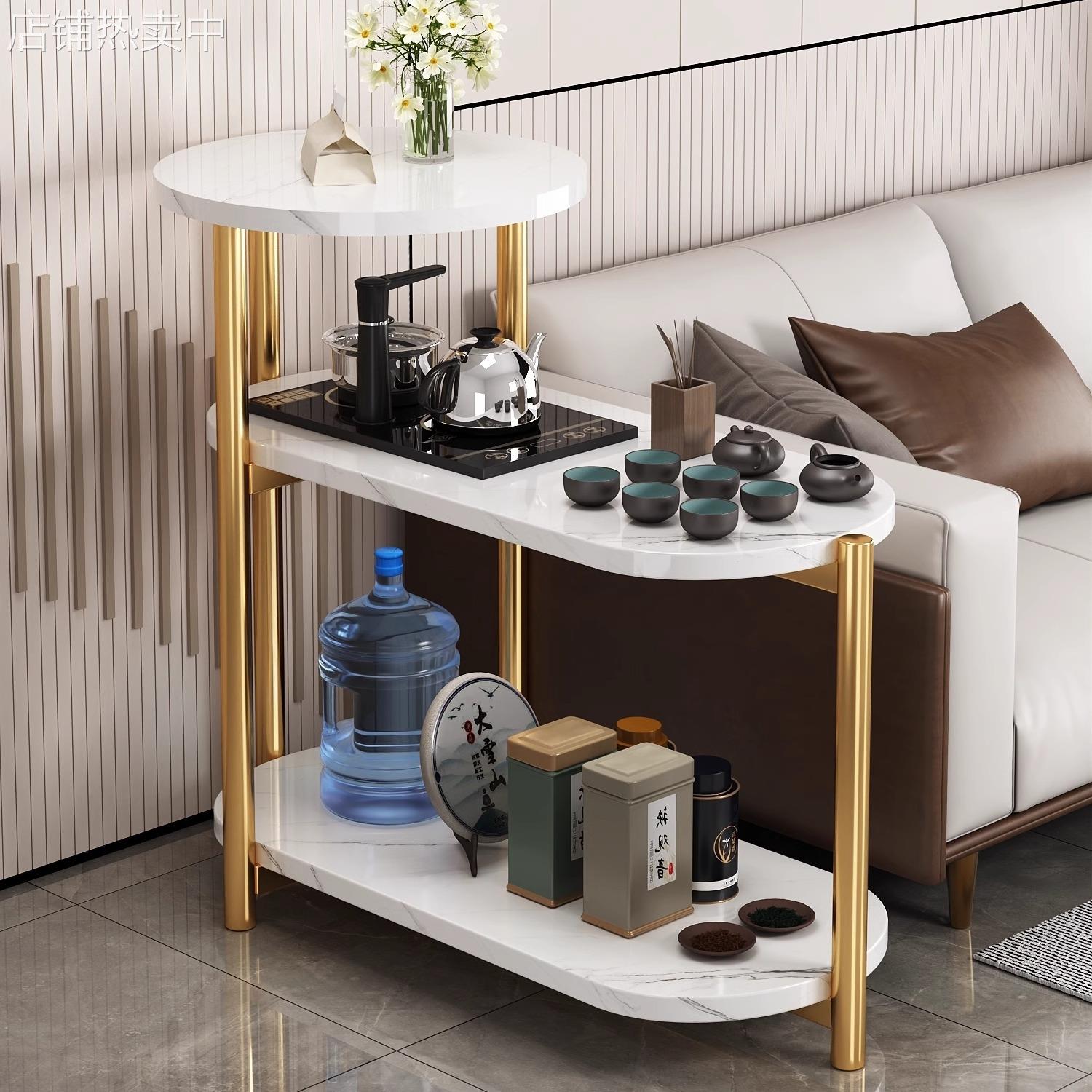 茶桌家用小茶台客厅轻奢高级感茶几沙发侧边柜置物架桌子茶水柜