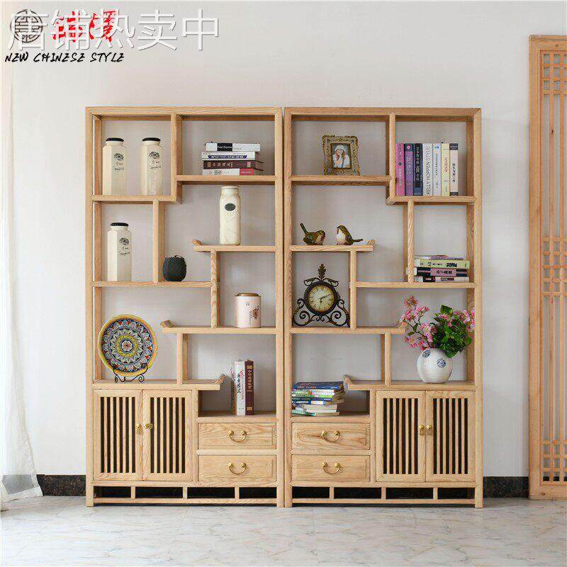 中式博古架实木展示书柜古董茶叶架装饰柜禅意置物小摆件架子隔断
