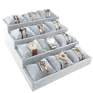 粤星泰高档玉器手环手镯串展示道具珠宝首饰柜台阶梯绒布收纳吊坠