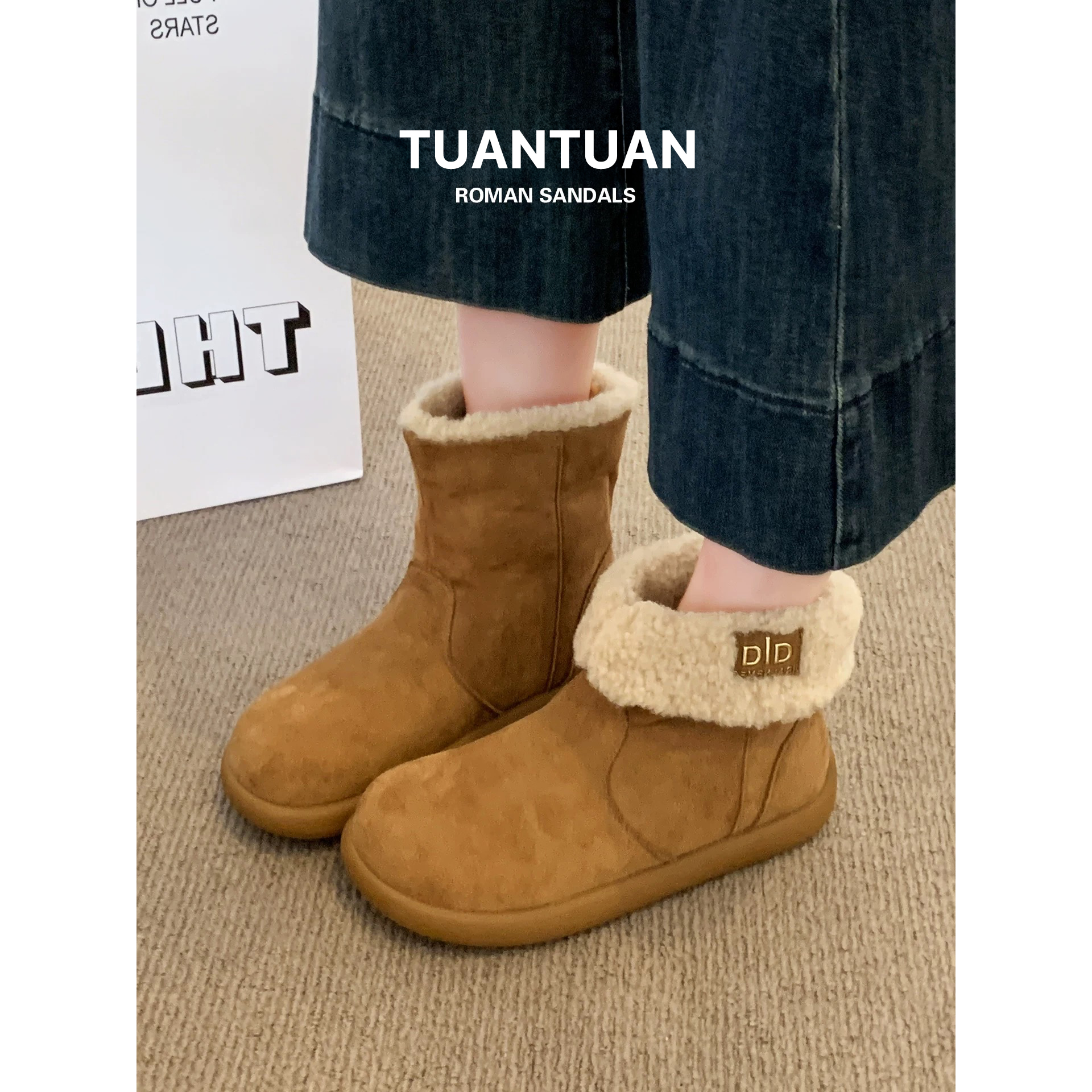 复古羊羔毛加绒雪地靴女20