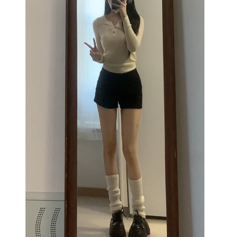 a字夏季短裤女2025新款冬季外穿毛呢弹力高腰黑色百搭修身热裤子