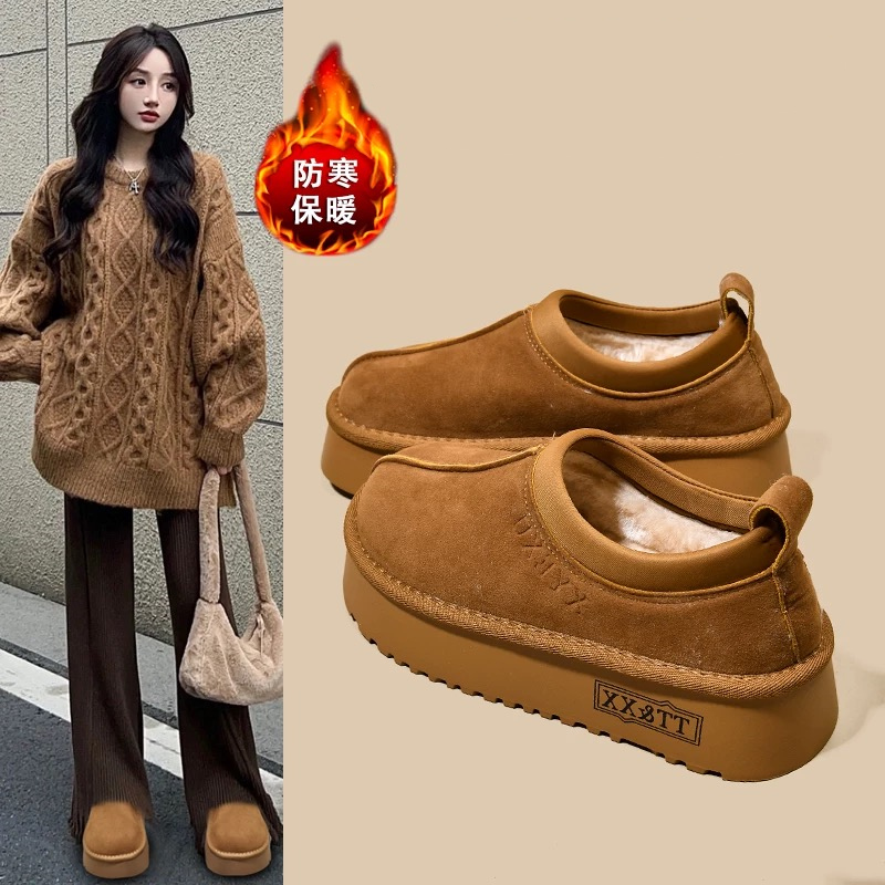 厚底毛勃肯鞋加绒女保暖雪