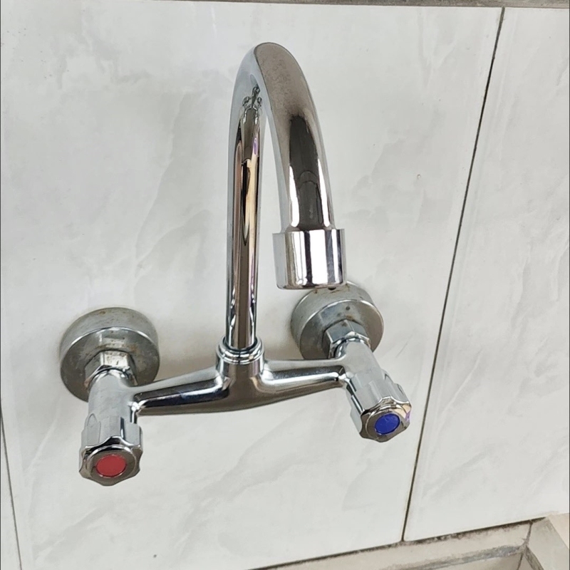 拖把池混水阀入墙式洗衣池厨房水龙头洗菜盆阳台水槽双把双孔龙头