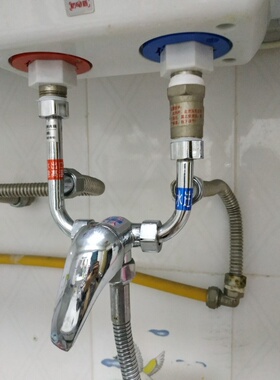 明装全铜电热水器开关混水阀冷热混合阀U型出水龙头淋浴花洒配件