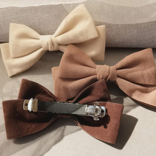 美拉德秋冬高级感蝴蝶结后脑勺发夹2025新款弹簧马尾夹半扎发顶夹