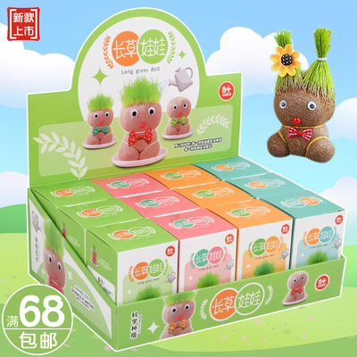 DIY创意趣味盆栽草头娃绿植摆件