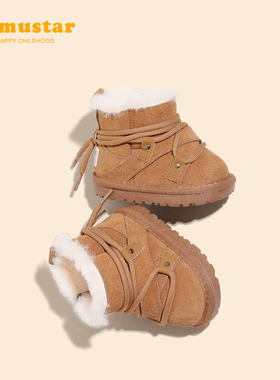 宝宝雪地靴加绒加厚冬季新款女婴儿鞋子男小童棉靴保暖女宝雪地棉