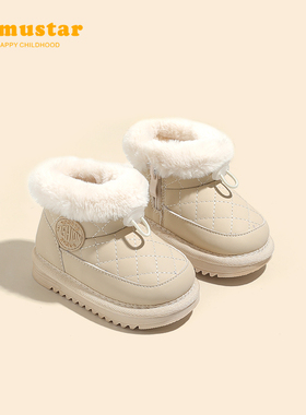 宝宝棉鞋女冬季加绒加厚小童短靴防滑软底婴儿冬鞋保暖女宝雪地靴