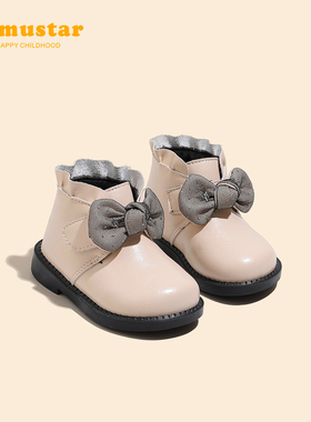 女童鞋子秋季新款女宝靴子防滑软底公主鞋洋气皮靴潮女宝宝小皮鞋