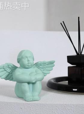 现代简约蓝色绿色天使样板房小众莫兰迪茶几软装饰品儿童房摆件