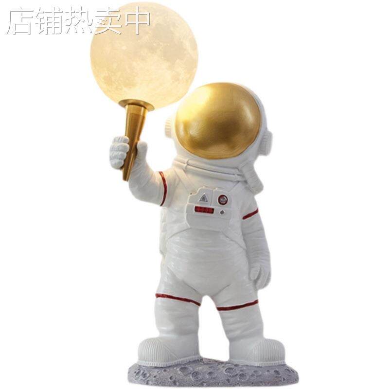 儿童房宇航员台灯卧室床头灯3D月球灯具创意太空人科技馆装饰台灯