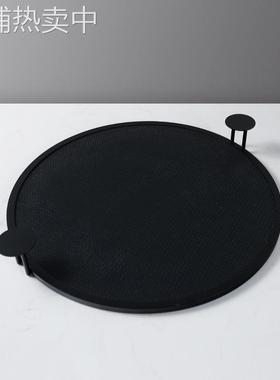 现代简约轻奢皮质首饰金属托盘几何圆形桌面收纳置物盘工艺品摆件