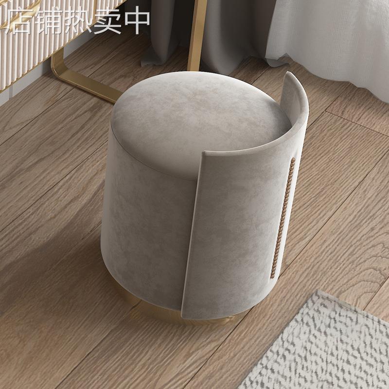 轻奢化妆椅子卧室网红靠背女生计师款简约美甲可旋转梳妆台圆凳子