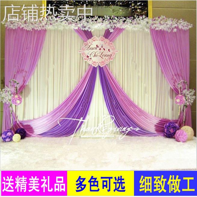 2019新款婚庆舞台背景布幔婚礼迎宾区道具布置留影区帷幔背景纱幔