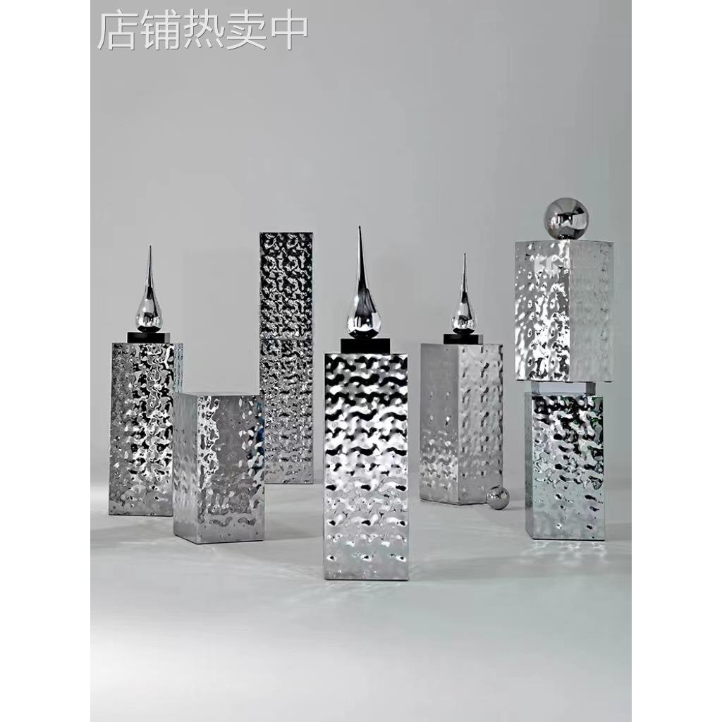 不锈刚镜面水波纹服装店商场装饰流水台立体橱窗陈列柜中岛展示台
