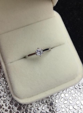 30分六爪仿真钻戒女钻石戒指求婚戒指纯银镀铂金结婚礼物对戒韩版