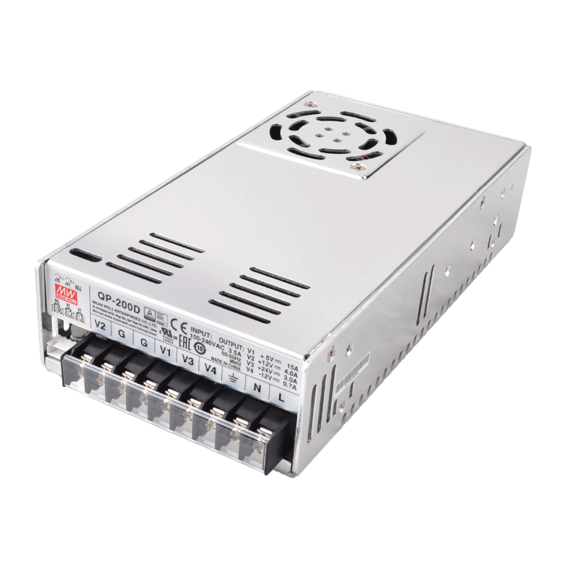 明纬QP-320D 320W +5V20A +12V10A +24V5A -12V2A四路PFC开关电源