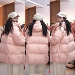 时尚 专柜同款 90鹅绒服加厚2025冬新款 羽绒服 23口袋M粉色中长款